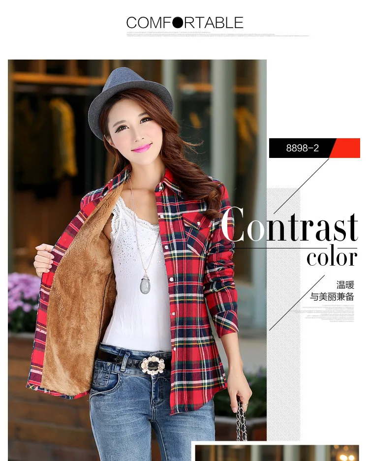 2026 Brand Winter Warm Women Velvet Thicke Plaid Shirt Style Coat Jacket Women Clothes Tops Female Casual Jacket Outerwear