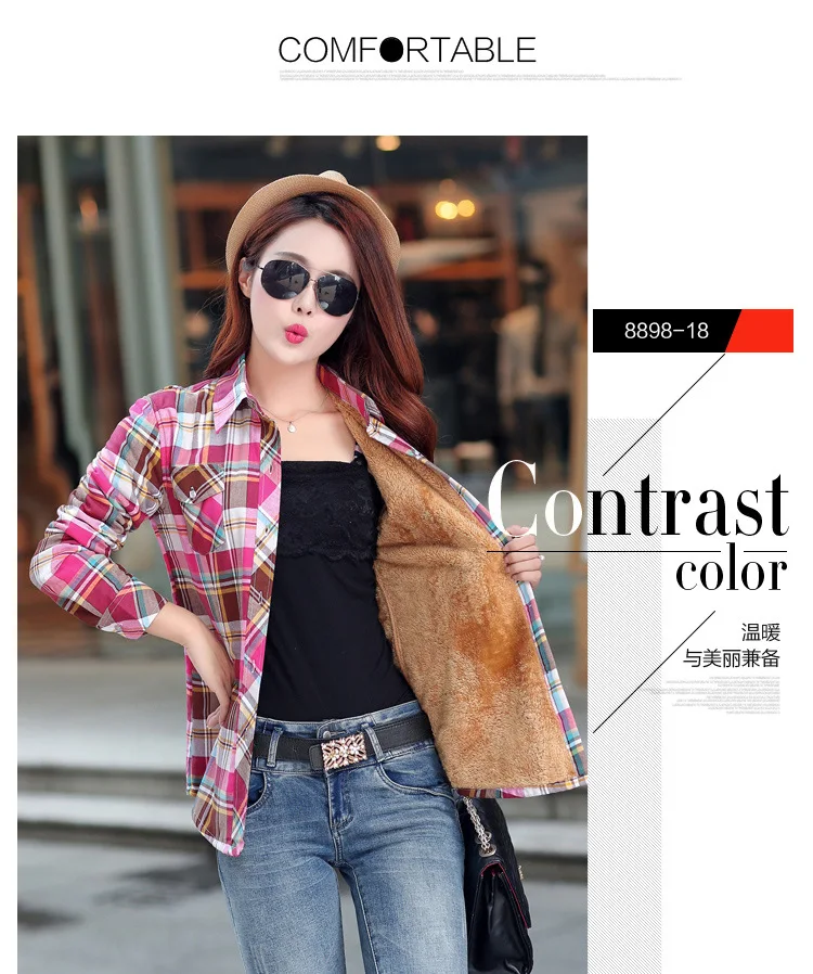2026 Brand Winter Warm Women Velvet Thicke Plaid Shirt Style Coat Jacket Women Clothes Tops Female Casual Jacket Outerwear