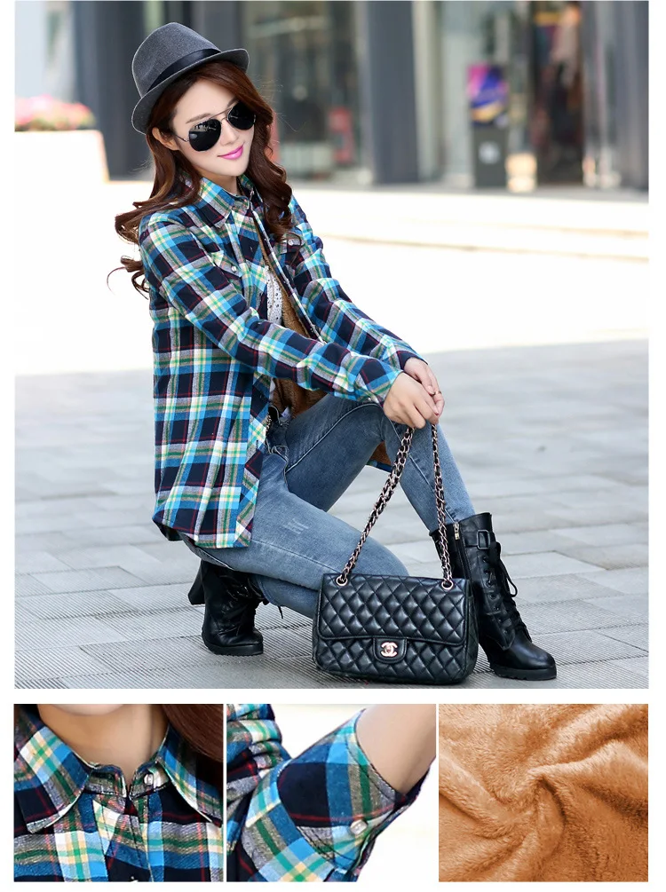 2026 Brand Winter Warm Women Velvet Thicke Plaid Shirt Style Coat Jacket Women Clothes Tops Female Casual Jacket Outerwear