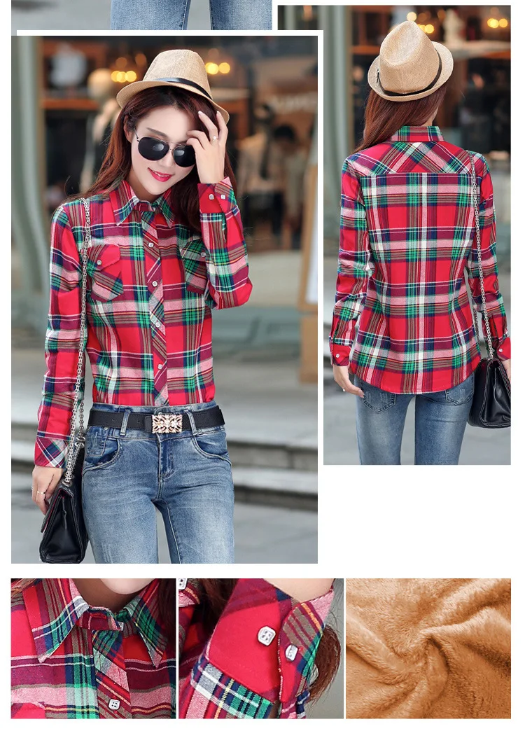 2026 Brand Winter Warm Women Velvet Thicke Plaid Shirt Style Coat Jacket Women Clothes Tops Female Casual Jacket Outerwear