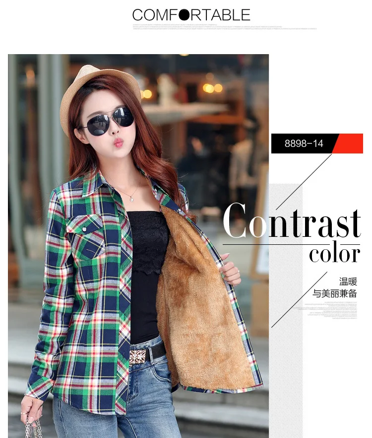 2026 Brand Winter Warm Women Velvet Thicke Plaid Shirt Style Coat Jacket Women Clothes Tops Female Casual Jacket Outerwear