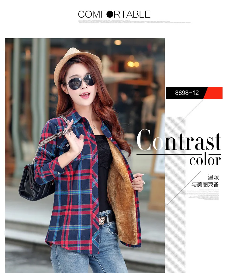 2026 Brand Winter Warm Women Velvet Thicke Plaid Shirt Style Coat Jacket Women Clothes Tops Female Casual Jacket Outerwear
