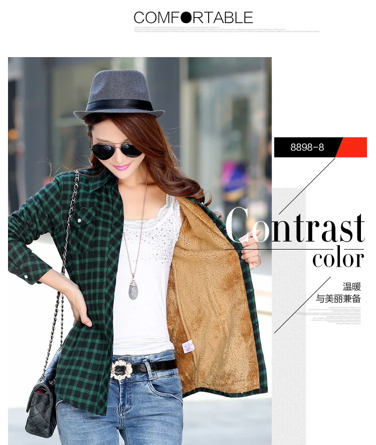 2026 Brand Winter Warm Women Velvet Thicke Plaid Shirt Style Coat Jacket Women Clothes Tops Female Casual Jacket Outerwear
