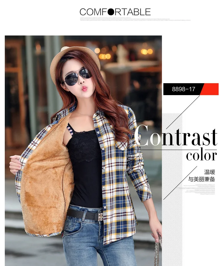 2026 Brand Winter Warm Women Velvet Thicke Plaid Shirt Style Coat Jacket Women Clothes Tops Female Casual Jacket Outerwear
