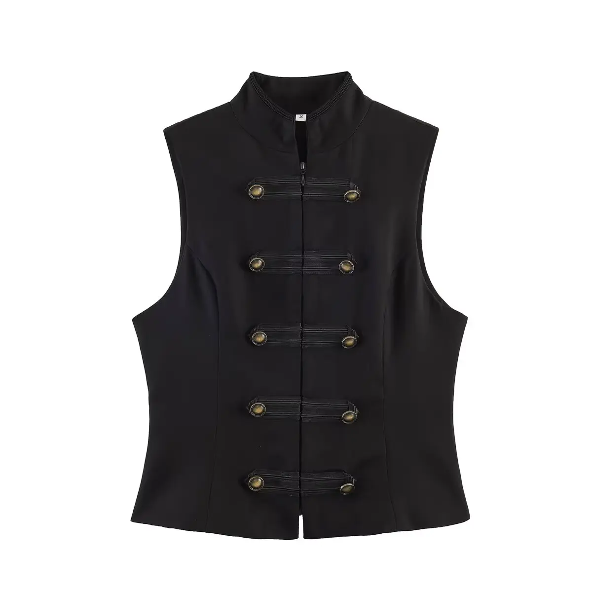 SLTNX Women's Top 2026 Spring New Black Sleeveless Rope Knot Decorative Slim Fit Top Vest Unique Fashion Cool Trendy