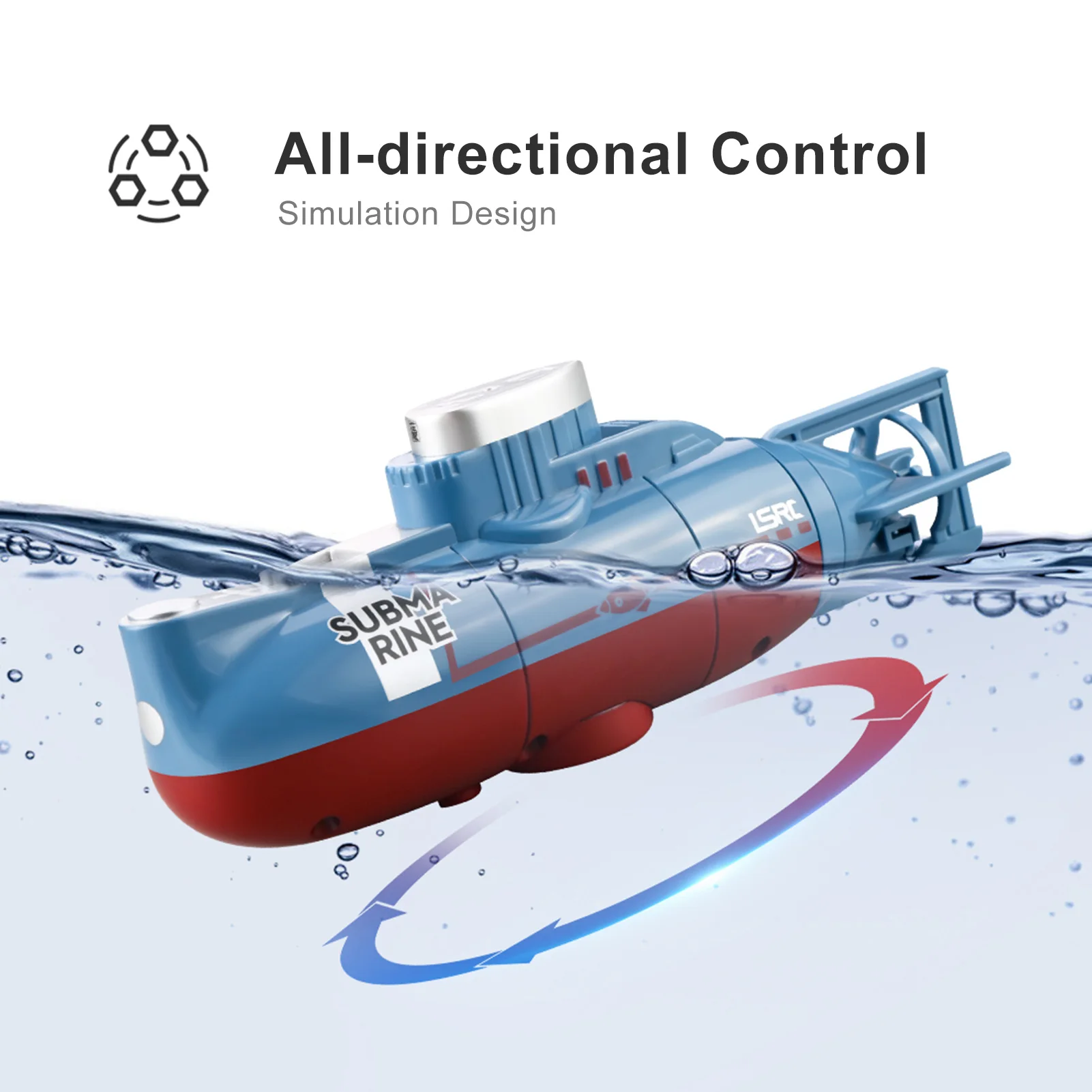 Rc Submarine Mini Boat 0.1M/s Speed Remote Control Boat Waterproof Diving Toy Simulation Model Gift for Kids Boys Girls Child