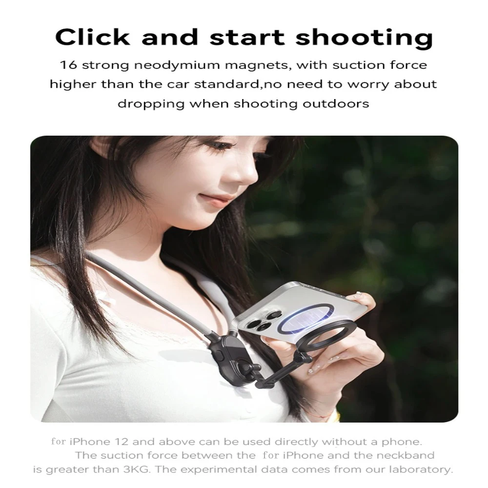 Silicone Magnetic Neck Halter Mobile Phone Holder For IPhone 16 15 14 13 For Huawei For Samsung FOR Xiaomi Selfie Stand Bracket
