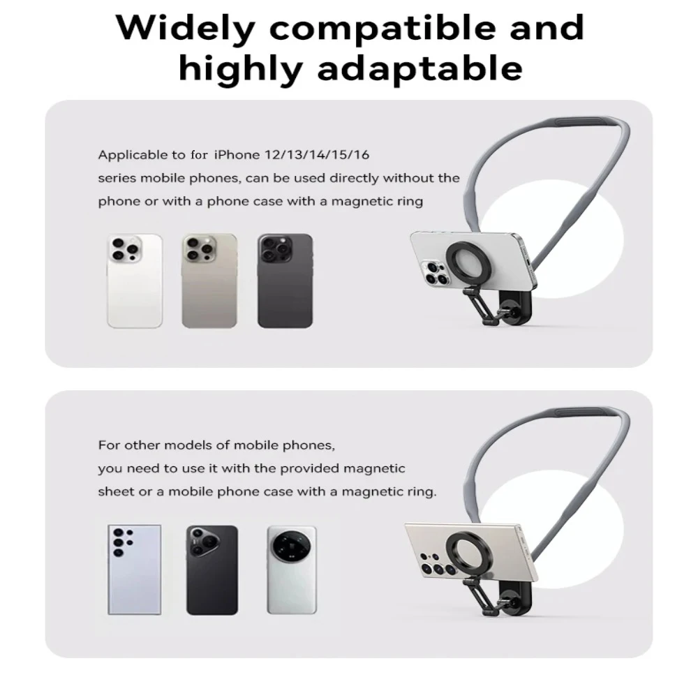 Silicone Magnetic Neck Halter Mobile Phone Holder For IPhone 16 15 14 13 For Huawei For Samsung FOR Xiaomi Selfie Stand Bracket