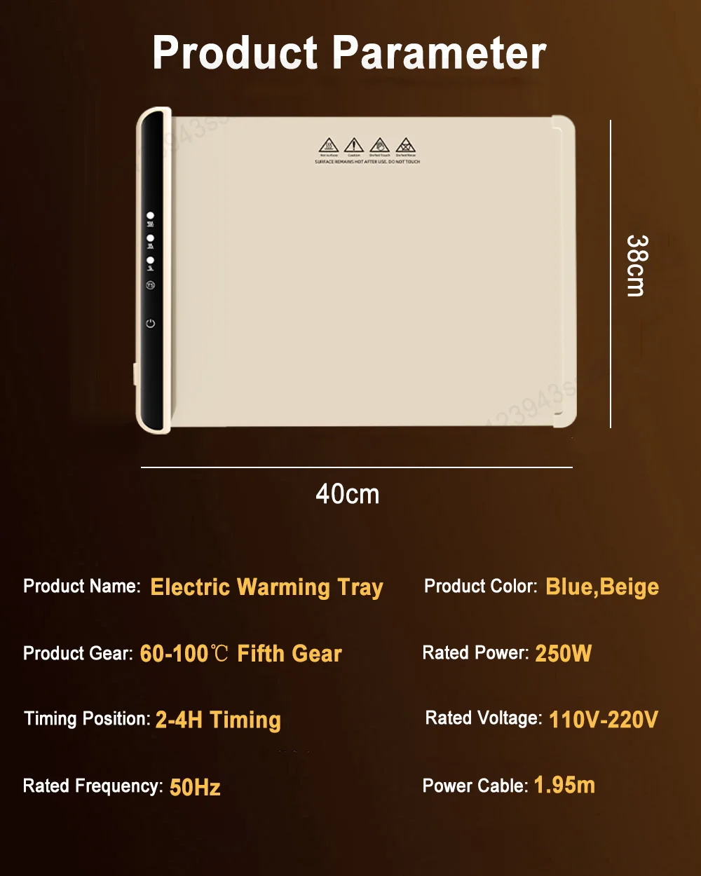 Electric Warming Tray Food Warmer Plate Foldable Portable Smart Food Fast Heating Mat Electric Warming Tray with 3 Tem Setting