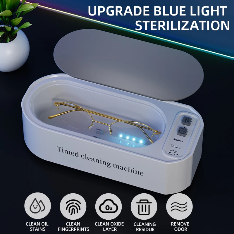 250mAh Ultrasonic Glasses Cleaning Machine Ultrasound Timed Jewelry Toothbrush High Frequency Ultrasonic Cleaner Bath 2026
