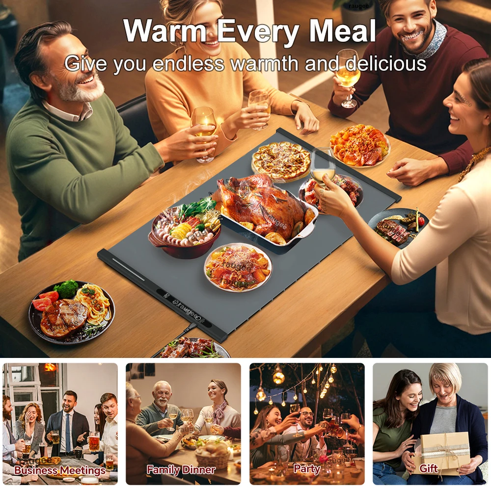 Electric Food Warmer Mat Silicone Foldable Food Warming Heater For Coffee Food Plate Warming Tray Dining Table Fast Heating Mat