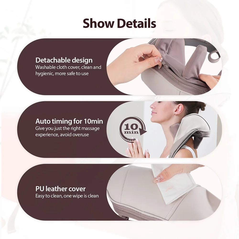 Foreverlily Powerful Neck And Shoulder Massager Wireless Shiatsu Kneading Neck And Back Massage Shawl Trapezius Massager