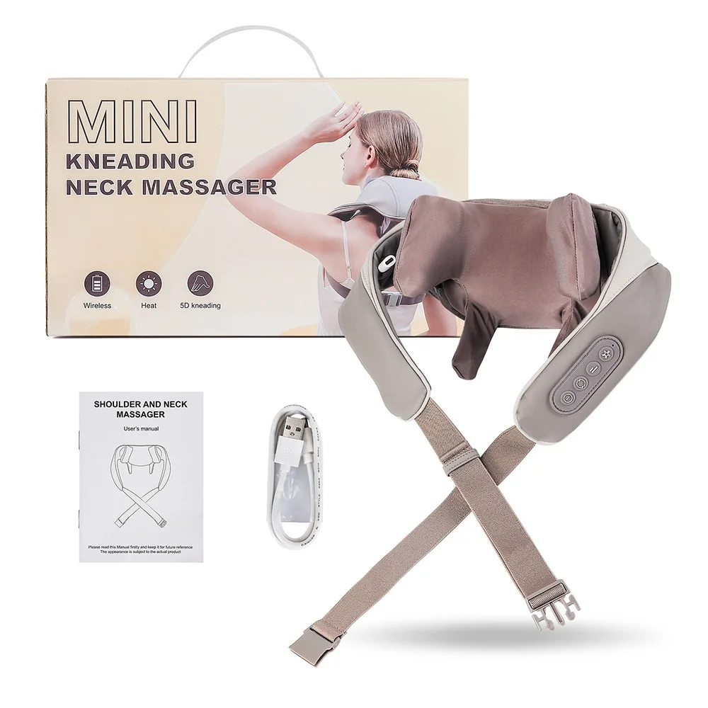 Foreverlily Powerful Neck And Shoulder Massager Wireless Shiatsu Kneading Neck And Back Massage Shawl Trapezius Massager
