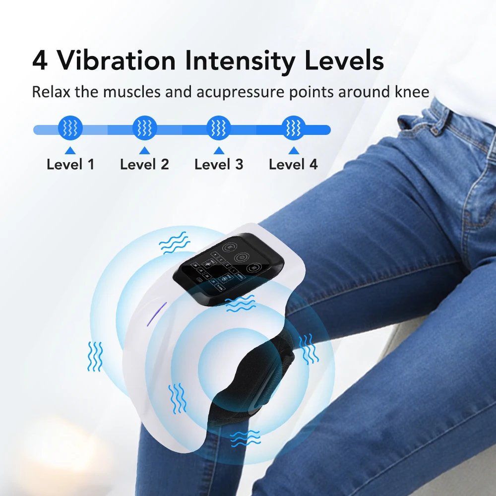 Heated Knee Massager With 4 Heat & Vibration Cordless Adjustable Wrap for Leg, Elbow & Shoulder Soothing Warmth Relaxes Muscles