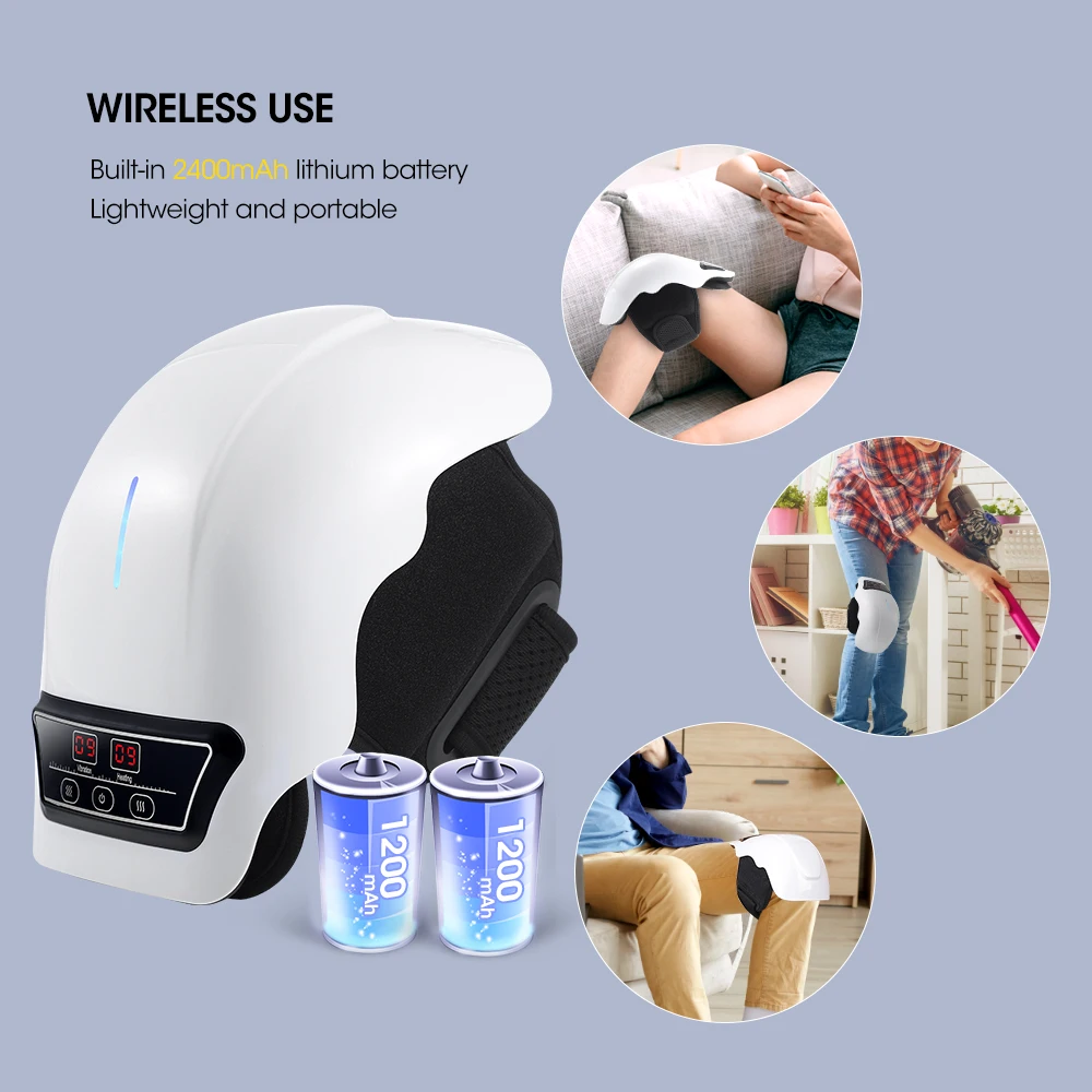 Heated Knee Massager With 4 Heat & Vibration Cordless Adjustable Wrap for Leg, Elbow & Shoulder Soothing Warmth Relaxes Muscles