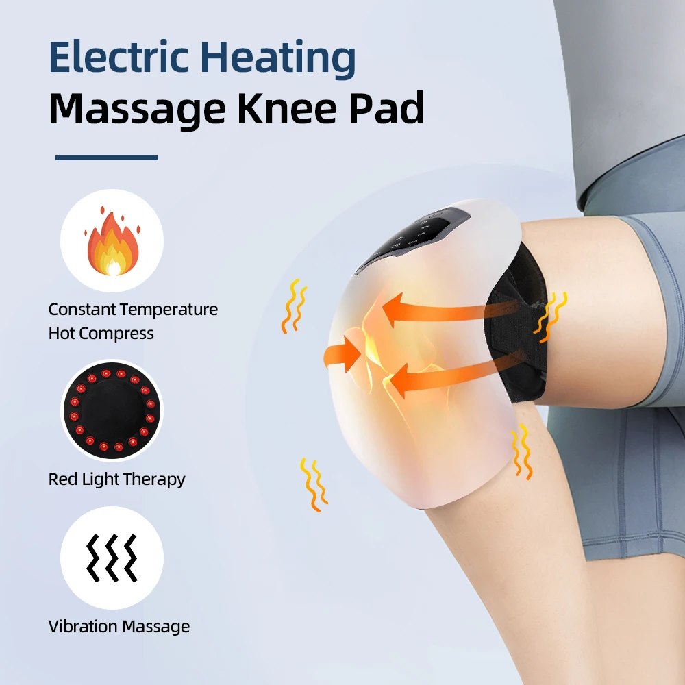 Heated Knee Massager With 4 Heat & Vibration Cordless Adjustable Wrap for Leg, Elbow & Shoulder Soothing Warmth Relaxes Muscles