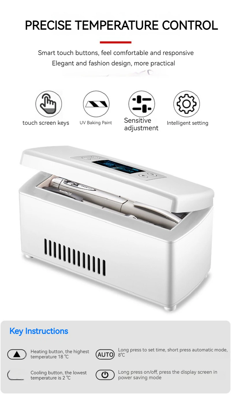 Insulin Cooler USB Mini Refrigerator Box Portable Travel Case With LCD Display For Storage Medicine Home Trave 10200mAh Battery