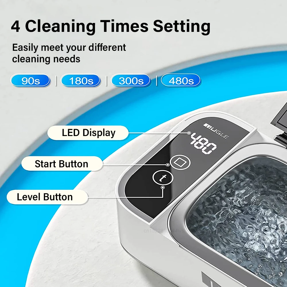 Ultrasonic Cleaner Ultrasonic Glasses Cleaner Ultrasound Washing Machine 46kHZ High Frequency Ultrasonic Jewelry Cleanser Bath