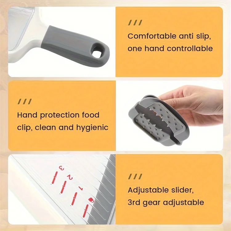 Handheld Vegetable Slicer with Adjustable Stainless Steel Blade Vegetable Fruit Cutter for Potatoes Lemons Kitchen Gadget