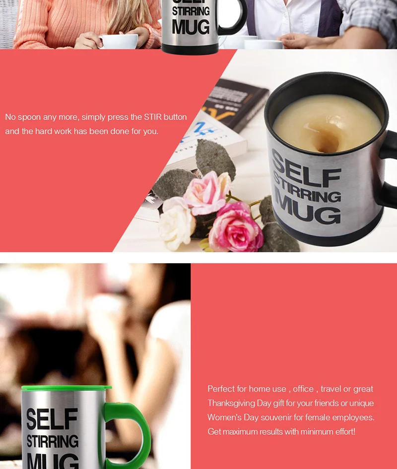 Self Stirring Mug Mixer Mini Electric Blender Portable Coffee Tea Cup Stainless Steel Automatic Lazy Mixing Auto Stirring Mug