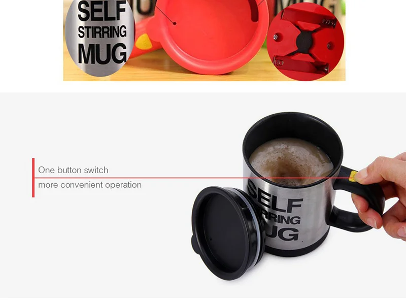 Self Stirring Mug Mixer Mini Electric Blender Portable Coffee Tea Cup Stainless Steel Automatic Lazy Mixing Auto Stirring Mug
