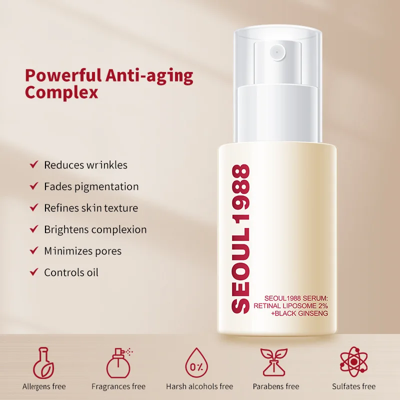 1/2/3PCS Korean SEOUL 1988 Retinol Face Serum Fade Fine Wrinkle Moisturizing Whitening Remove Spot Shrink Pores Beauty Skin Care