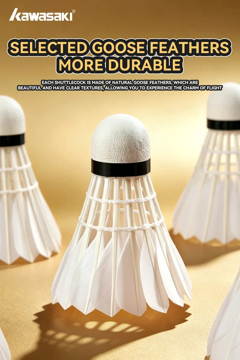 Kawasaki Goose Feather Badminton Shuttlecocks King 6PRO 76&77 Speed Stable Flight Accurate Landing Professional Indoor Training