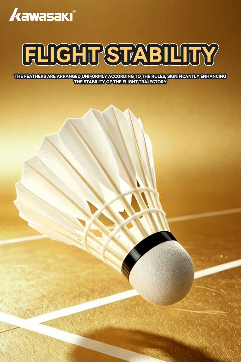 Kawasaki Goose Feather Badminton Shuttlecocks King 6PRO 76&77 Speed Stable Flight Accurate Landing Professional Indoor Training