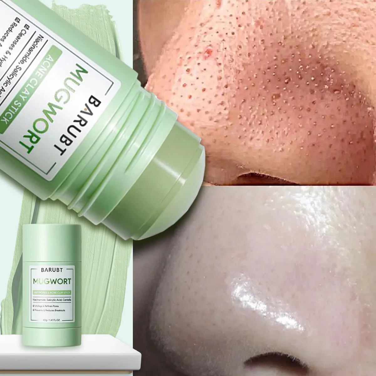 Alaska Volcano Mask Mugwort Cleansing Mask Stick Shrink Pores Acne Deep Blackhead Remover Facial Cleansing Moisturizing Mask 40g