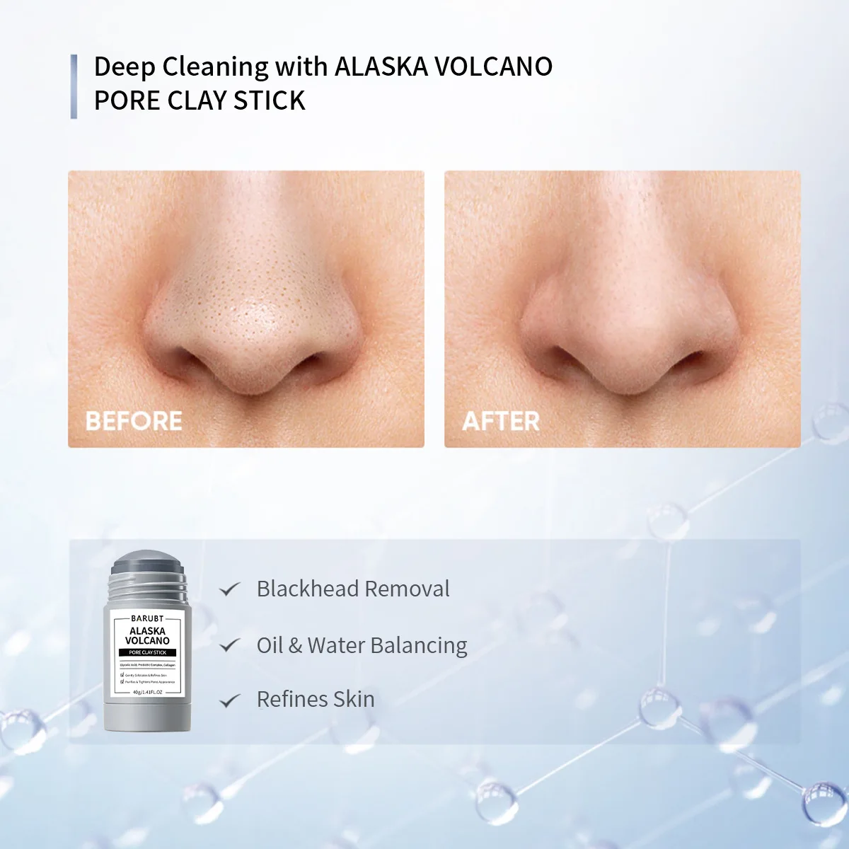 Alaska Volcano Mask Mugwort Cleansing Mask Stick Shrink Pores Acne Deep Blackhead Remover Facial Cleansing Moisturizing Mask 40g