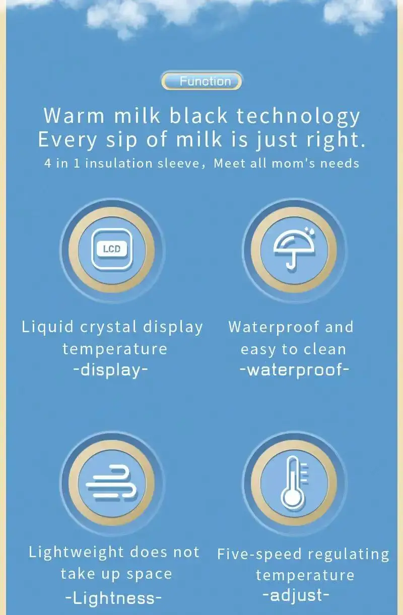 Portable Baby Bottle Insulation Sleeve, Baby Milk Insulation Device with LCD Screen, USB Insulation Bottle for Car Travel, Porta