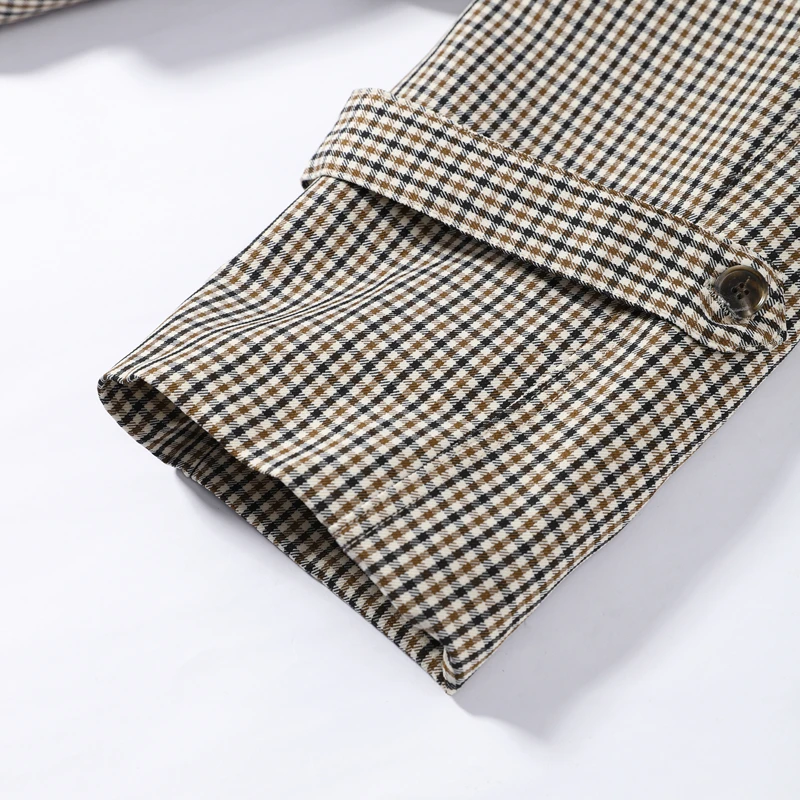 Chic Grid Belt Women's Coat Double Breasted Lapel Lace-Up Long Sleeve Lady Coats 2026 Autumn Fashion Female Vintage Jacket Lady
