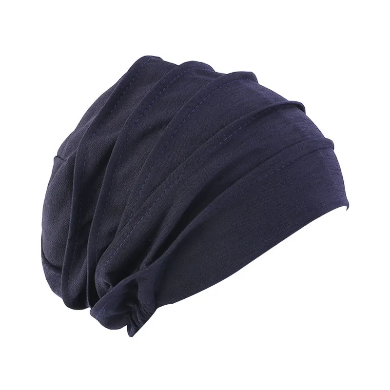 Women Slouch Beanie Chemo Cap Solid Color Bonnet Inner Hijabs Cap Muslim Head Wraps Femme Wrap Head Elastic Turban Hat