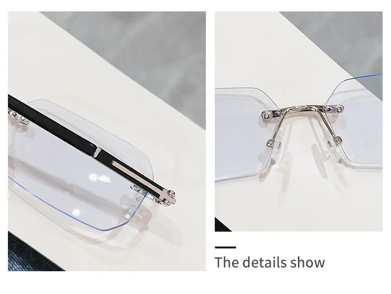 Luxury Diamond Cutting Reading Glasses Men Business Rimless Eyeglasses Women Color Changing Presbyopia Eyewear