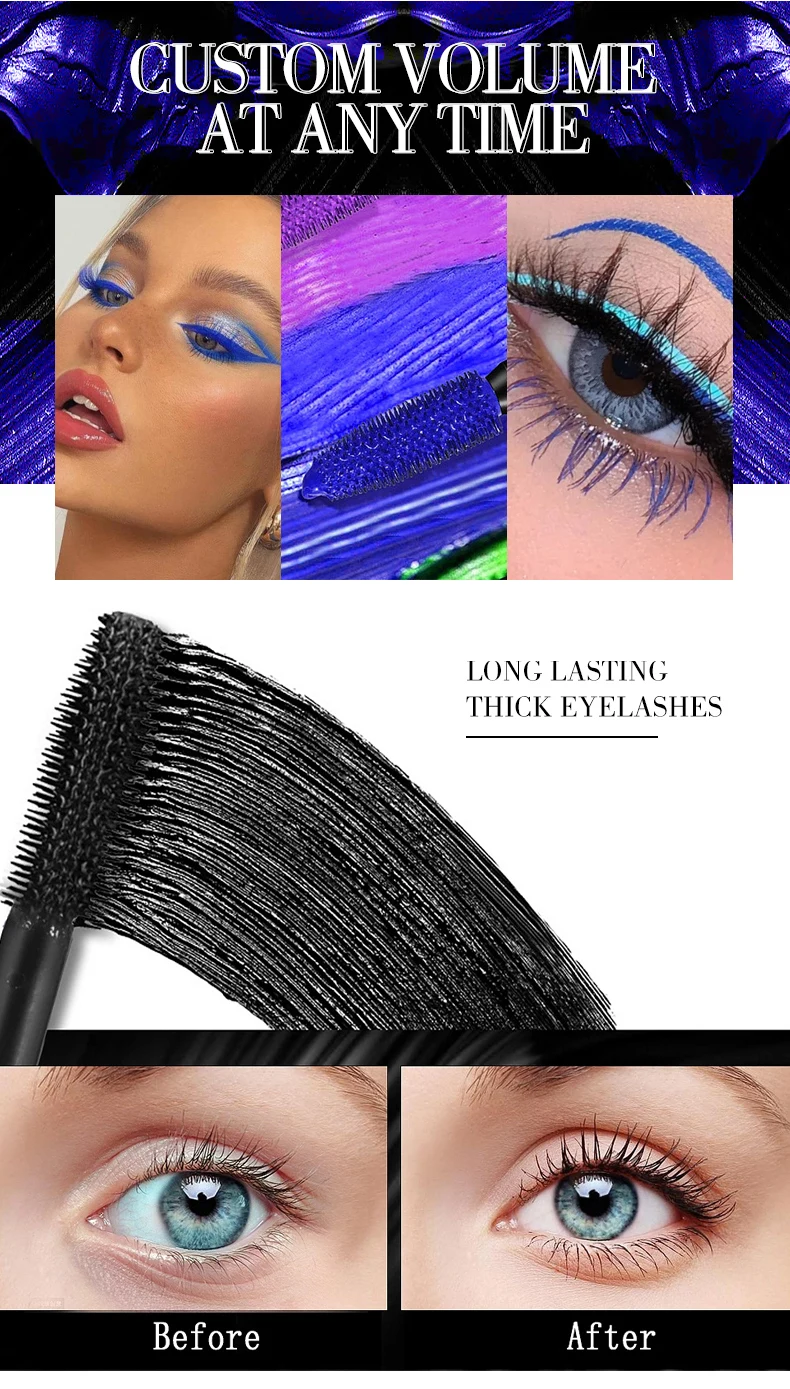 5D Silk Mascara with Big Eyes, Strong and Lasting Black Content and Length, Waterproof and Non-caking, and Prolonged Mascara.