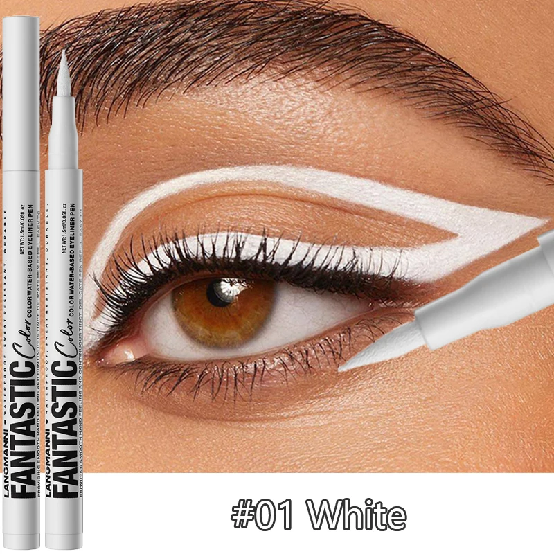 Matte Dark Purple Red Eye Liner Makeup White Liquid Eyeliner Quick-Drying Waterproof Eyeliner Pencil Long-Lasting 12 Color Eyes