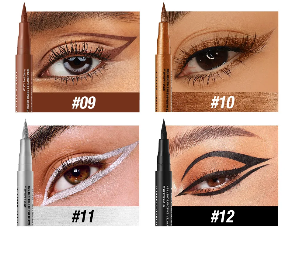 Matte Dark Purple Red Eye Liner Makeup White Liquid Eyeliner Quick-Drying Waterproof Eyeliner Pencil Long-Lasting 12 Color Eyes