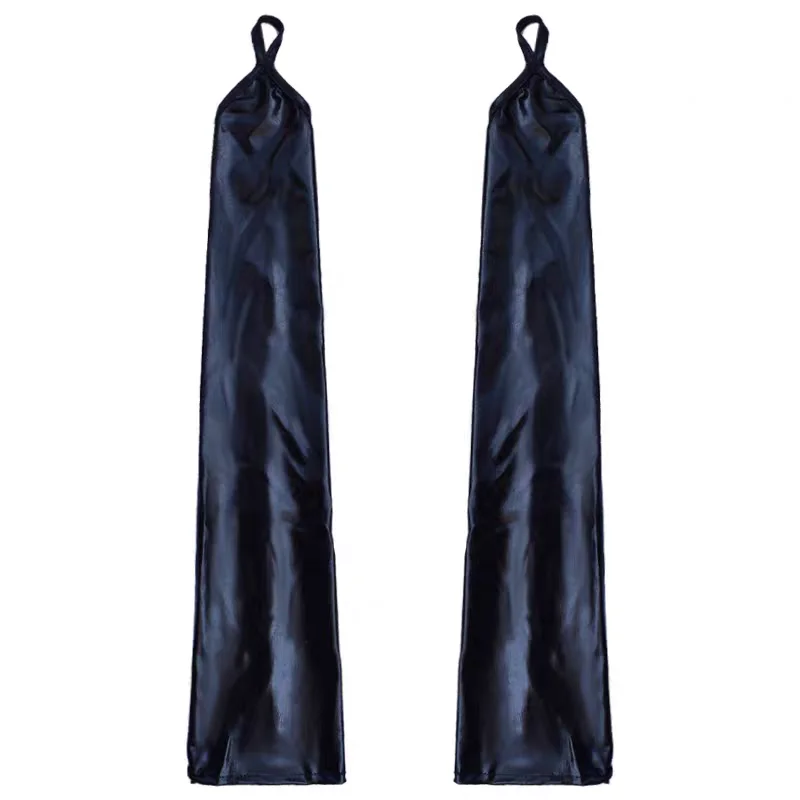 48cm Black Fingerless Lacquer Leather Hook Finger Long Gloves Women Sexy Cosplay Stage Performance Nightclub Pole Dance Mittens