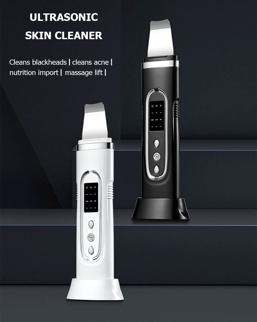 Ultrasonic Skin Scrubber Electric Facial Cleansing Pore Deep Cleanser Acne Blackhead Remover Peeling Shovel Device BeautyMachine