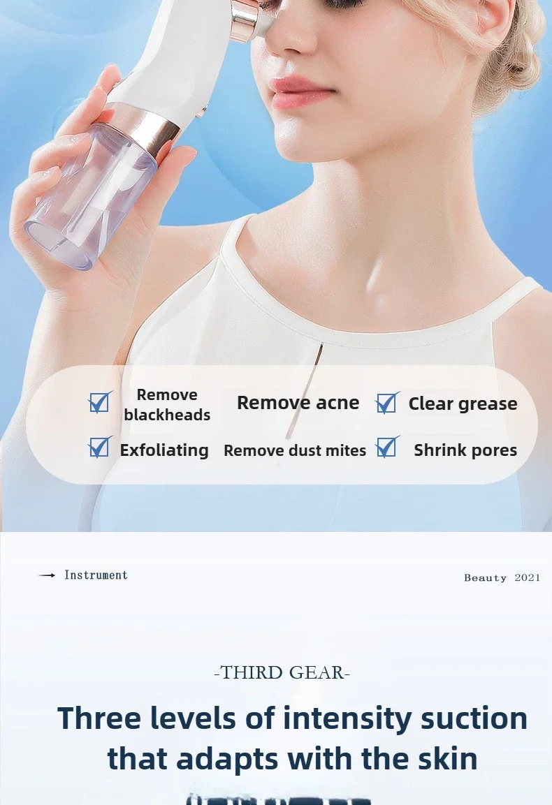 Blackhead Remover Pore Vacuum Face Cleaner Electric Pimple Acne Black Head Removal USB Rechargeable Water Cycle Black Dot Remove