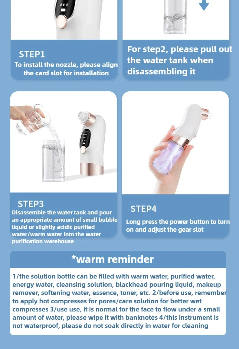 Blackhead Remover Pore Vacuum Face Cleaner Electric Pimple Acne Black Head Removal USB Rechargeable Water Cycle Black Dot Remove