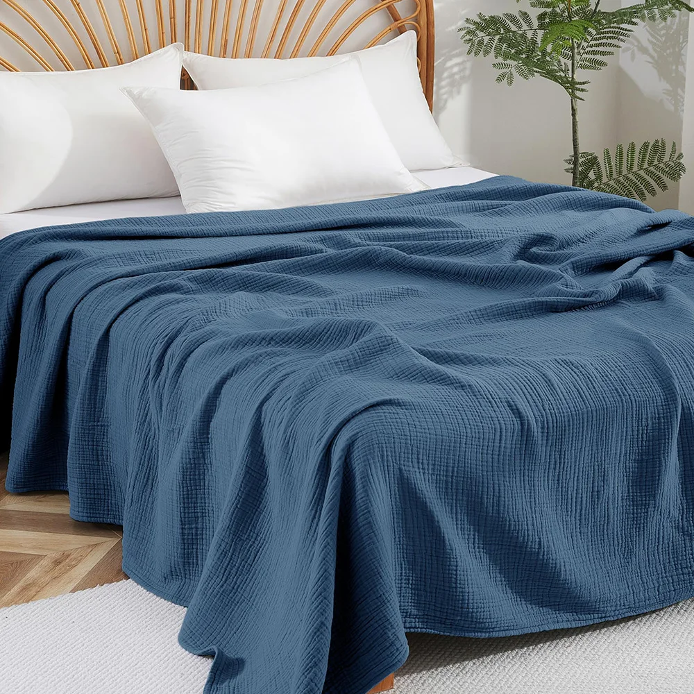 Muslin Throw Blanket Adults 100% Cotton Blankets Couch 6-Layer Summer Breathable Gauze All Season Soft Lightweight Pre-Washed
