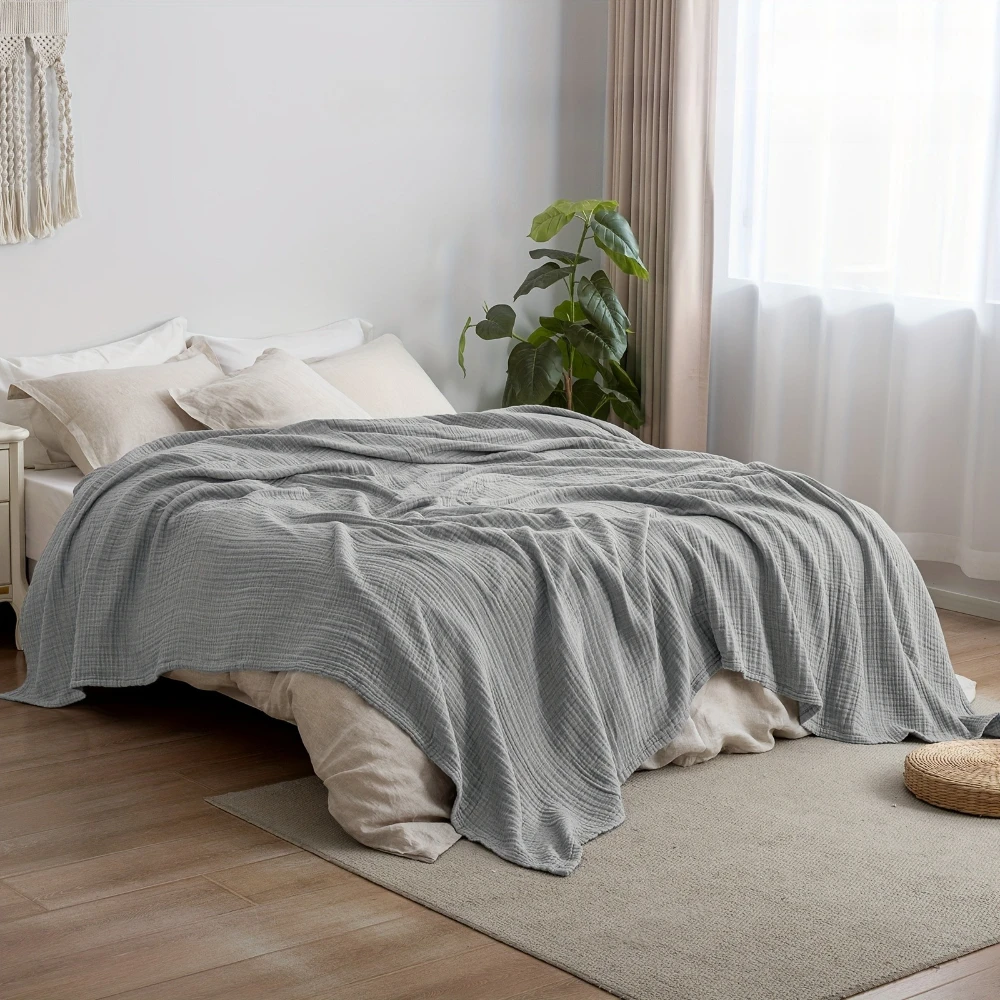 Muslin Throw Blanket Adults 100% Cotton Blankets Couch 6-Layer Summer Breathable Gauze All Season Soft Lightweight Pre-Washed