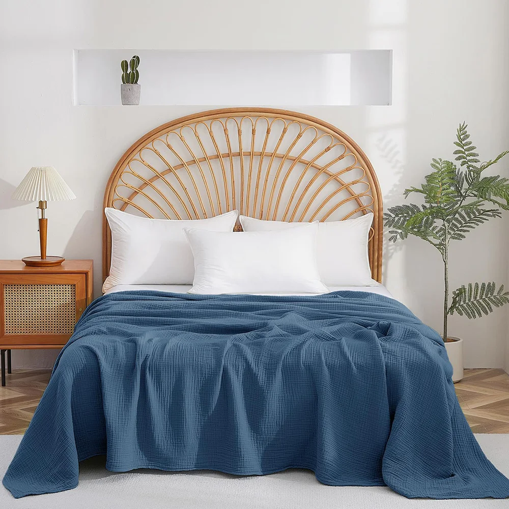 Muslin Throw Blanket Adults 100% Cotton Blankets Couch 6-Layer Summer Breathable Gauze All Season Soft Lightweight Pre-Washed