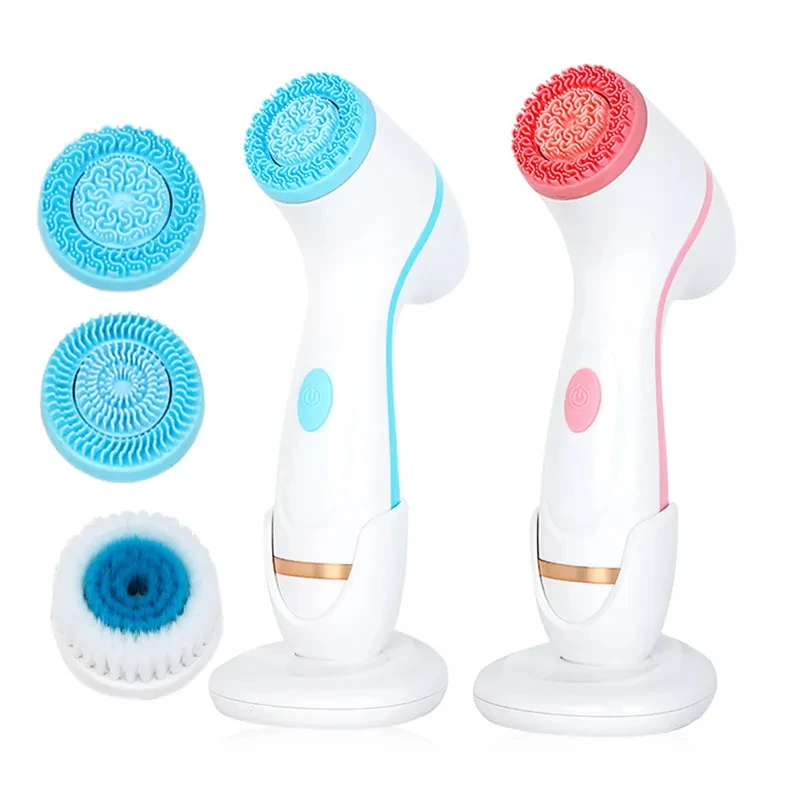 3 In 1 Electric Cleansing Brush Vibrations Facial Cleaner Face Massager Sonic Rotating Cleansing Brush Face Deep Cleansing Tool