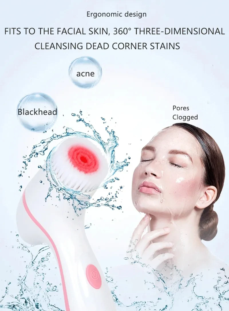 3 In 1 Electric Cleansing Brush Vibrations Facial Cleaner Face Massager Sonic Rotating Cleansing Brush Face Deep Cleansing Tool