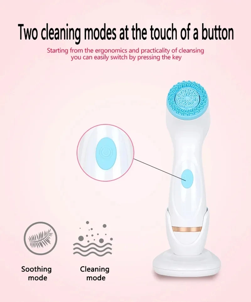 3 In 1 Electric Cleansing Brush Vibrations Facial Cleaner Face Massager Sonic Rotating Cleansing Brush Face Deep Cleansing Tool