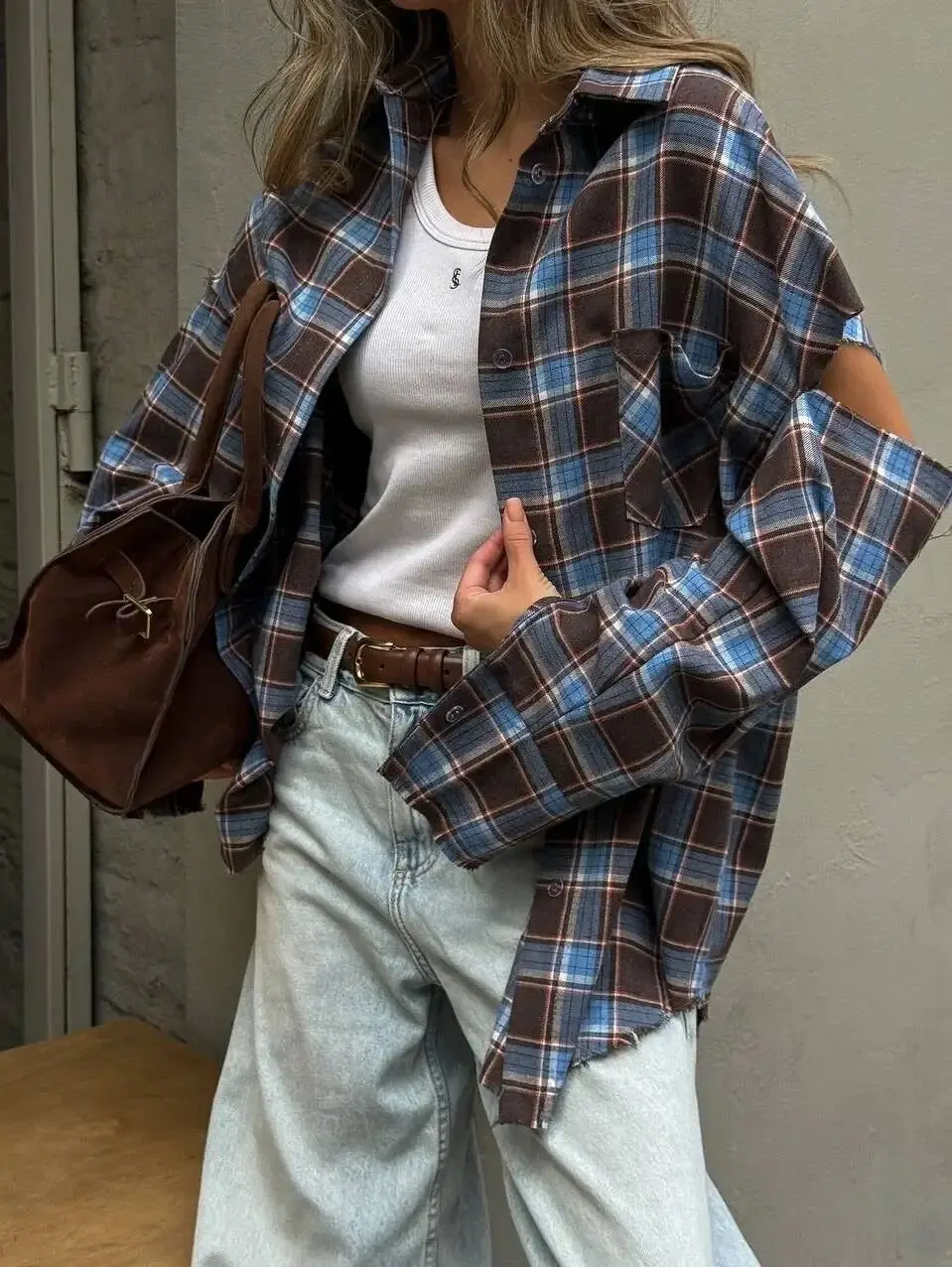 Fashion Checkered Pattern Shirt Women Elegant Lapel Long Sleeve Single Breasted Pocket Loose Tops 2026 New Chic Outerwear Shirt