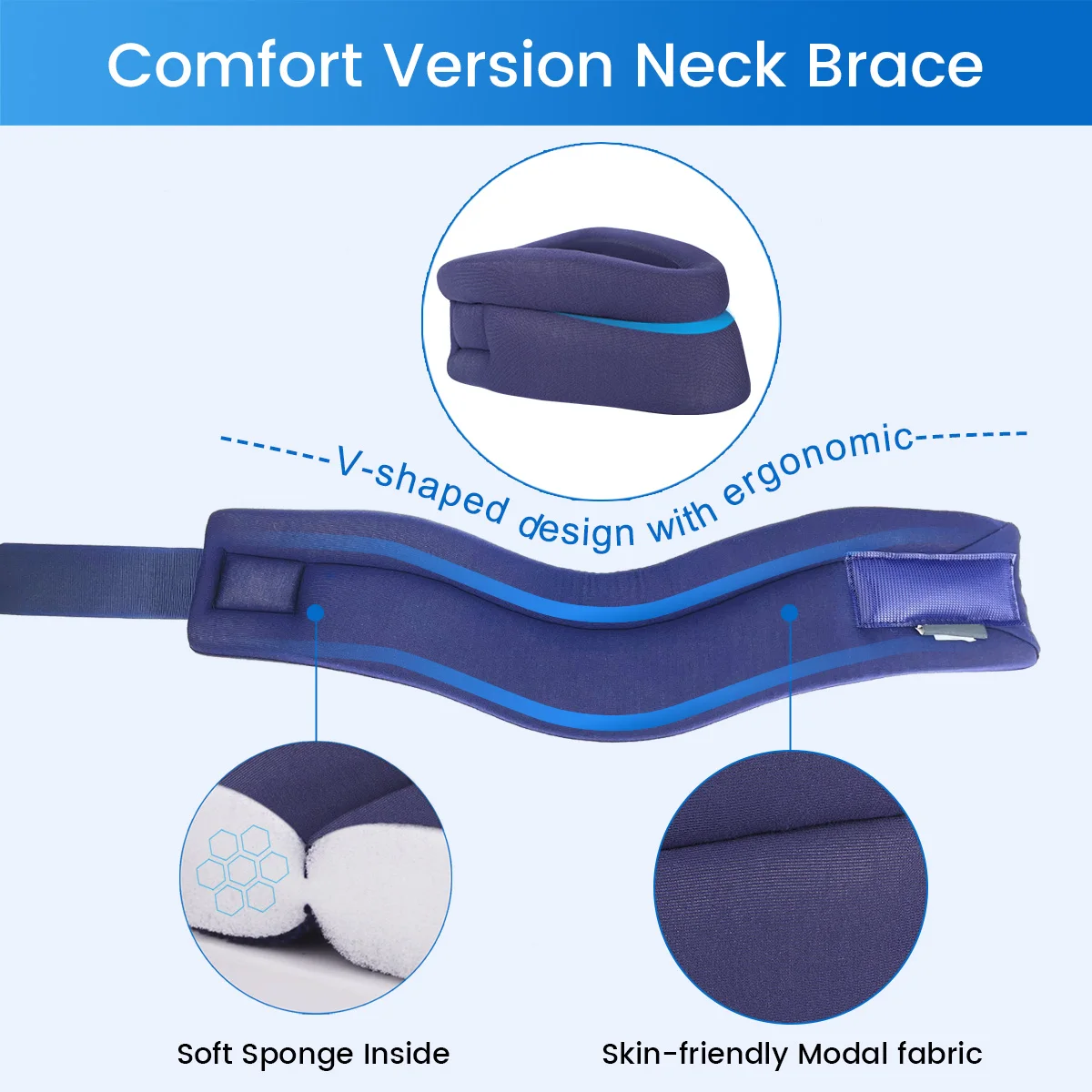 VELPEAU Neck Brace for Neck Support, Pain Relief and Spine Pressure, Adjustable Foam Cervical Collar for Snoozing Sleep Apnea