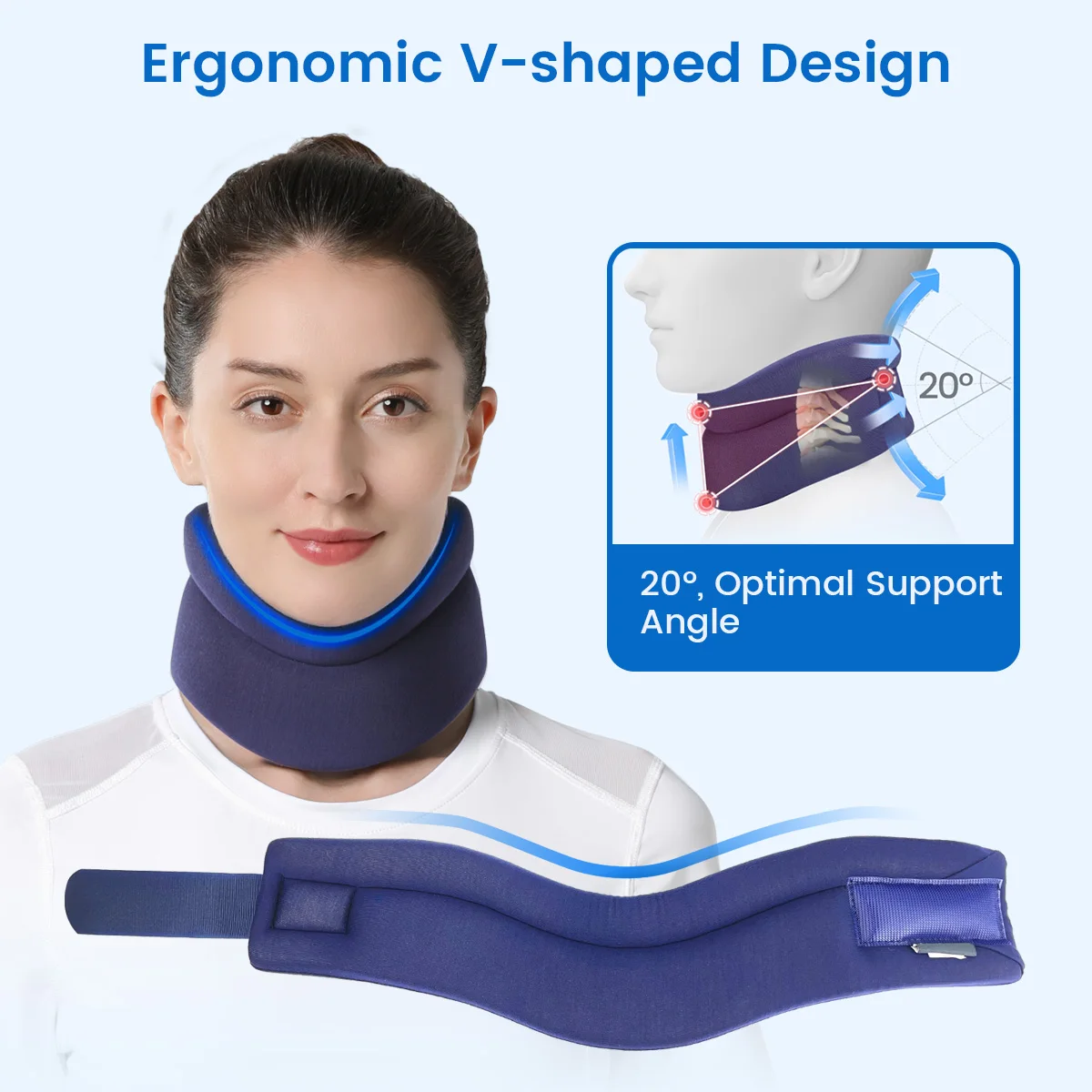 VELPEAU Neck Brace for Neck Support, Pain Relief and Spine Pressure, Adjustable Foam Cervical Collar for Snoozing Sleep Apnea